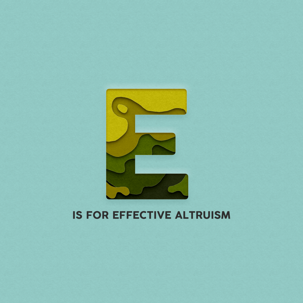 Picture displaying the letter E and 'E is for Effective Altruism' underneath