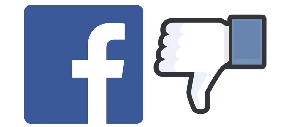 Facebook logo and thumbs down