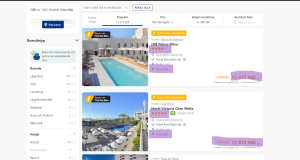 An online travel search for a trip in Mallorca.